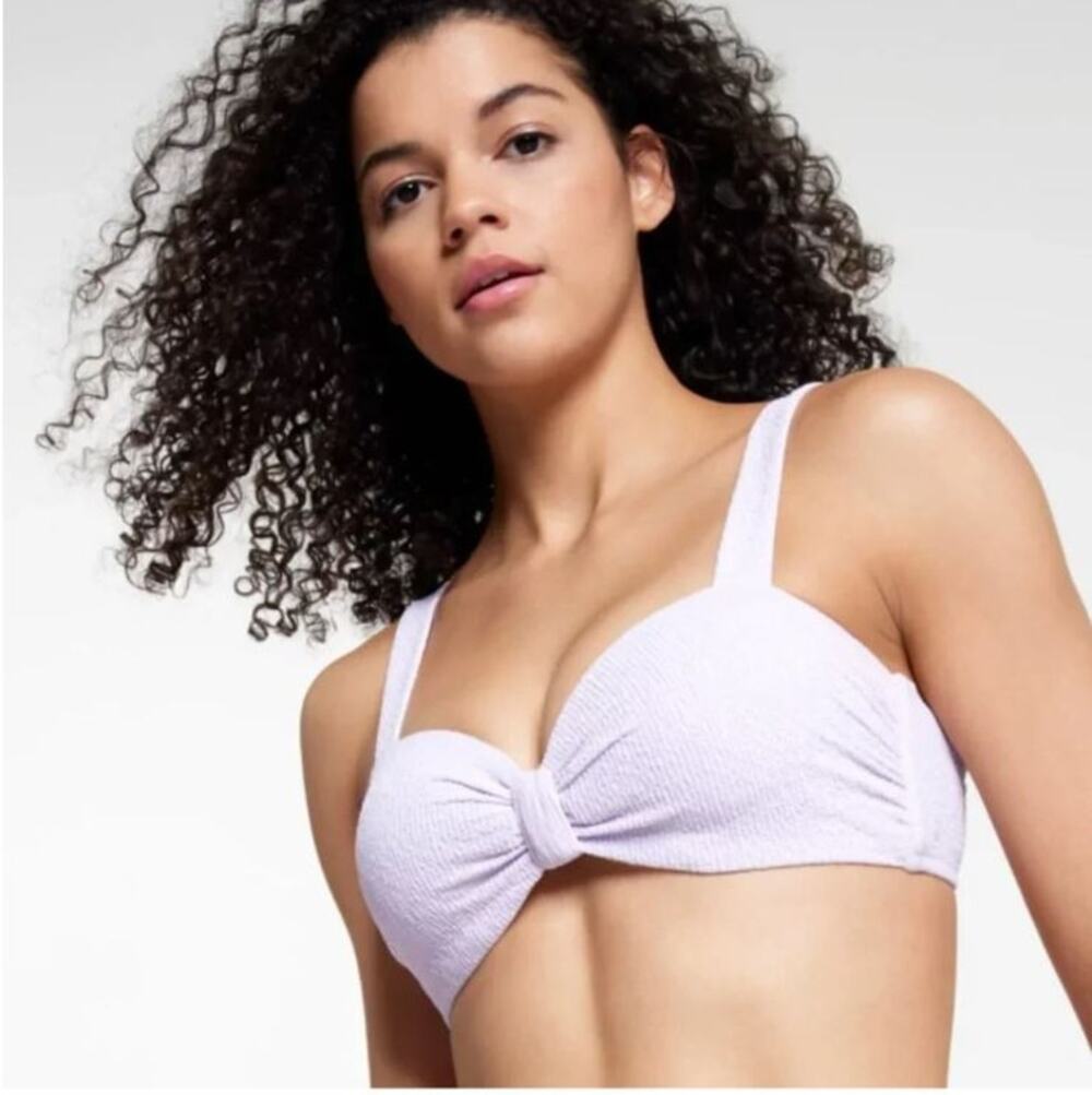 CALIA Textured Knot Front Bikini Top Pure White Size Medium NWT